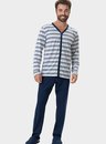 01 pijama masculino adulto manga longa com abertura listrado bela notte