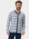 02 pijama masculino adulto manga longa com abertura listrado bela notte