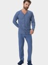 01 pijama masculino adulto manga longa com abertura pontilhado bela notte