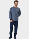 01 pijama masculino adulto manga longa moletinho bela notte mescla marinho