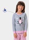 04 pijama feminino infantil manga longa pinguim bela notte