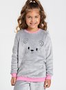 01 pijama infantil feminino fleece bela notte cinza