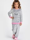 03 pijama infantil feminino fleece bela notte cinza