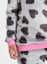 02 pijama infantil feminino fleece bela notte cinza coracao