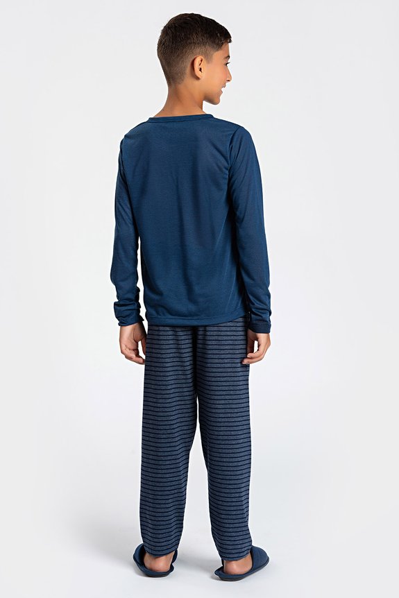04 pijama juvenil sortido bela notte marinho listrado