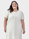01 camisola manga curta feminino plus size listrado bela notte