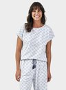 01 pijama com pantacourt feminino adulto azulejo bela notte