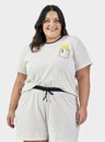 01 pijama feminino plus size manga curta sol listrado bela notte