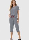 04 pijama manga curta com capri feminino adulto navy bela notte