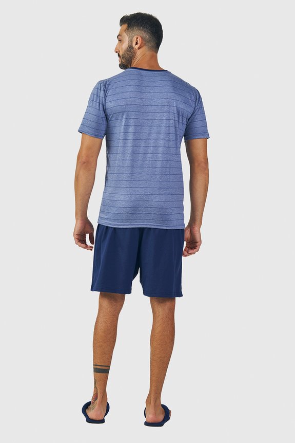 07 pijama masculino adulto manga curta listra marinho bela notte