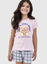 Pijama Feminino Infantil Manga Curta Xadrez - Bela Notte