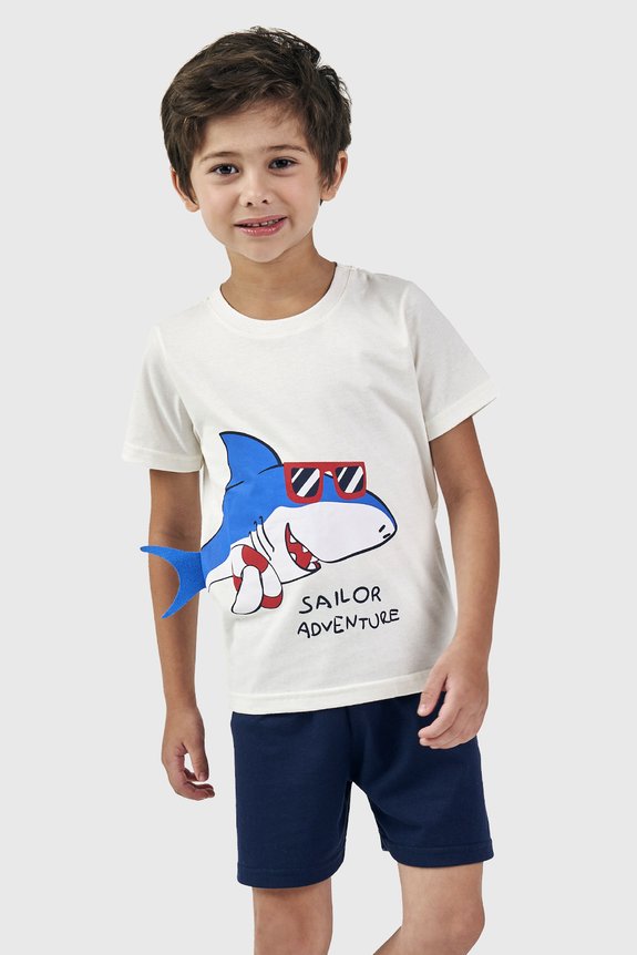 05 pijama masculino infantil manga curta tubarao bela notte