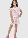 03 pijama feminino infantil manga curta arco iris bela notte