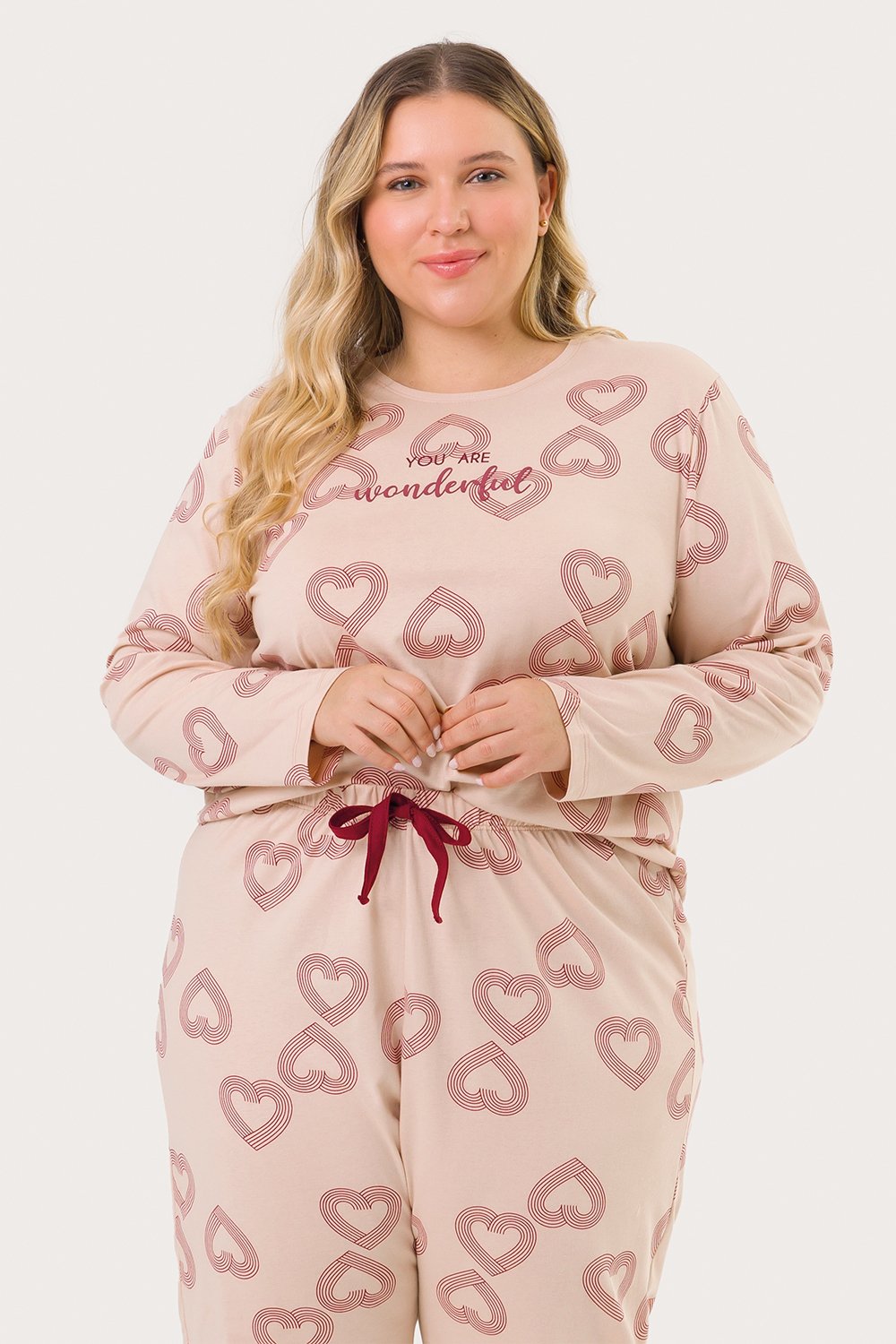 Pijama Adulto Feminino Plus Size ML Max Heart