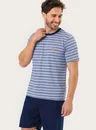 Pijama Adulto Masculino MC com Bermuda Listrado