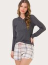 Pijama Adulto Feminino ML Com Short Xadrez