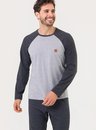 Pijama Adulto Masculino ML Manga Raglã Mescla