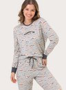 Pijama Adulto Feminino Manga Longa Panda