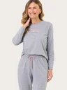 Pijama Adulto Feminino Manga Longa Fio Tinto