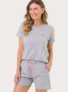 Pijama Adulto Feminino Manga Curta Fio Tinto