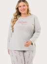 Pijama Plus Size Feminino Manga Longa Listra Floral