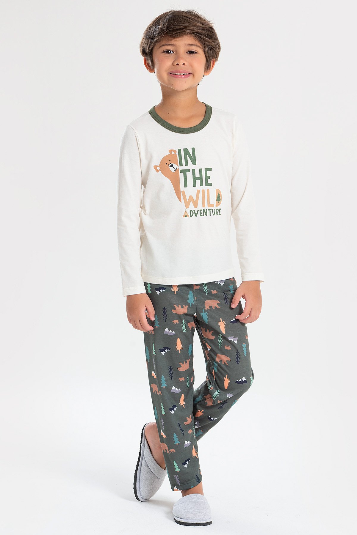 Pijama Infantil Manga Longa Urso Wild