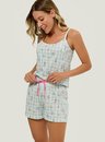 Pijama Adulto Feminino Short Doll Alça Jardim dos Sonhos 