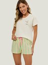 Pijama Adulto Feminino Short Doll Manga Curta Linhas Fresh