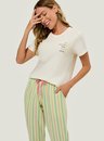 Pijama Adulto Feminino Calça Manga Curta Linhas Fresh