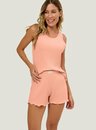 Pijama Adulto Feminino Short Doll Regata Coral Canelado