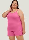 Pijama Adulto Feminino Short Doll Rosa Alça Plus Size Comfy