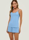 Pijama Adulto Feminino Short Doll Azul Alça Comfy