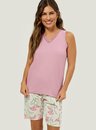 Pijama Adulto Feminino Regata Bermuda Floral