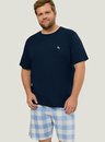 Pijama adulto Masculino Plus Size Manga Curta Xadrez Azul
