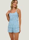 Pijama Adulto Feminino Short Doll Regata Ribana Laços
