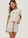 Pijama Adulto Feminino Short Doll Manga Curta Joaninha