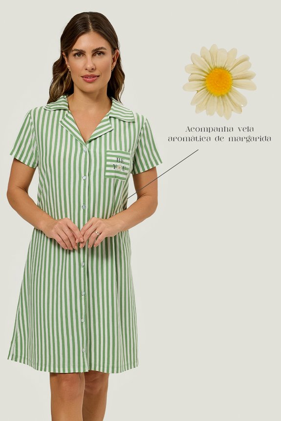 01 pijama adulto feminino short doll manga curta verde essencia comfy