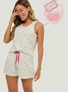 Pijama Adulto Feminino Short Doll Regata C/ Abertura Cartas