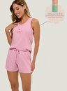 01 pijama adulto feminino short doll rosa regata presente seja voce