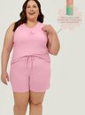 Pijama Adulto Feminino Short Doll Rosa Regata Plus Size Presente - Seja Você