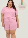 Pijama Adulto Feminino Short Doll Rosa Manga Curta Plus Size Presente - Seja Você