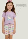 Pijama Infantil Juvenil Feminino Short Doll Manga Curta Unicórnio